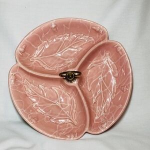 Vintage California Pottery Leaf shaped Dish with Handle